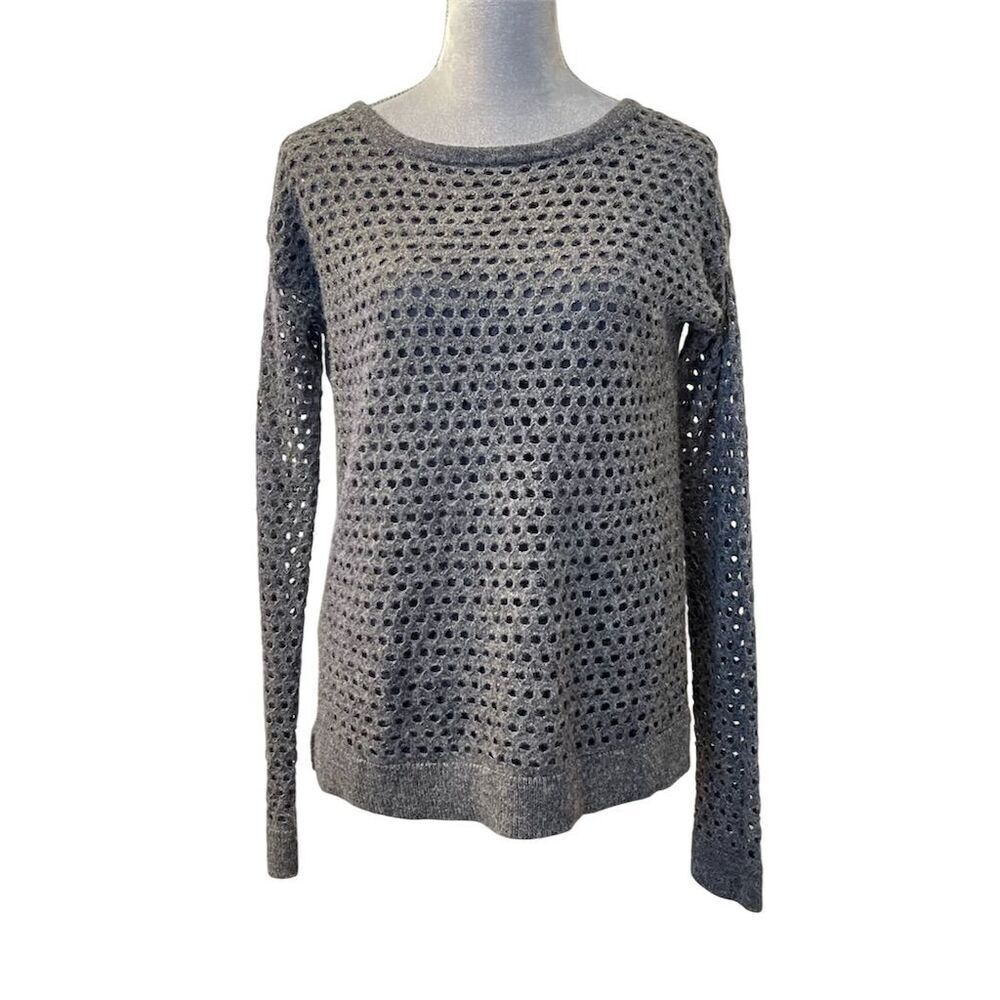 Outback Red Women's Wool M Gray Open-Knit Pullover Sweater Casual Fall Warm Cozy
